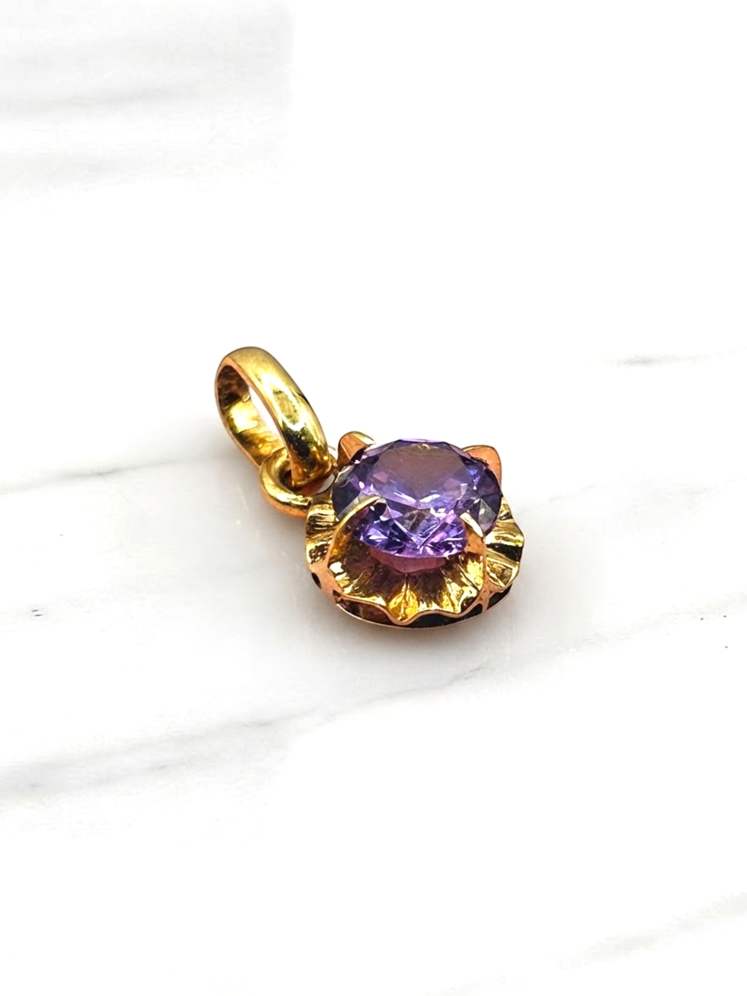 Colgante chatón Amatista oro 18k  1