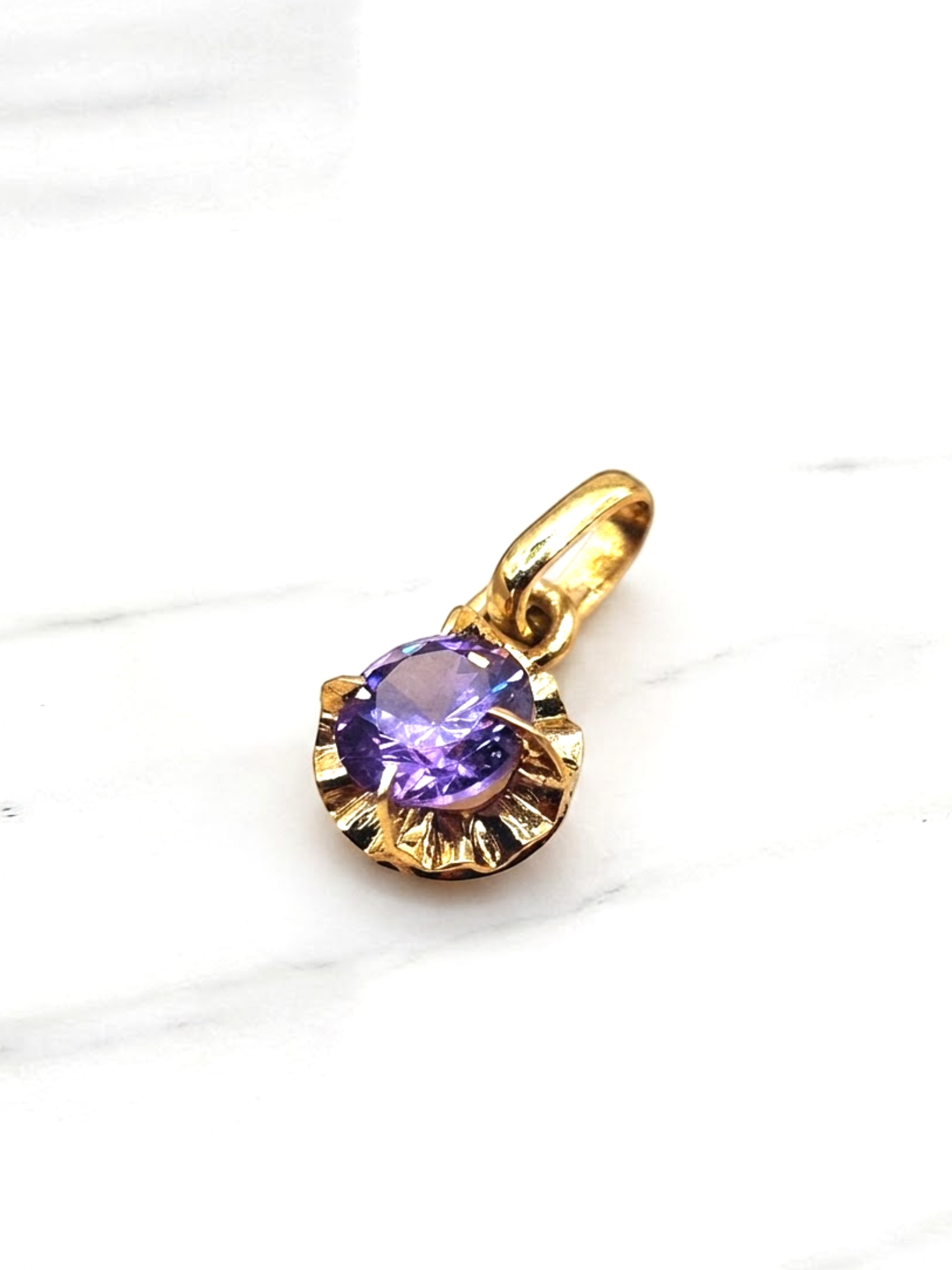 Colgante chatón Amatista oro 18k  3