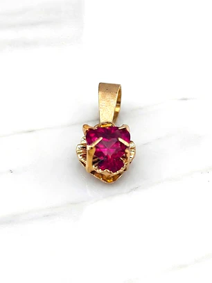 Colgante chatón corazón Rubí Oro 18k 