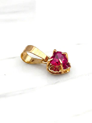 Colgante chatón corazón Rubí Oro 18k 
