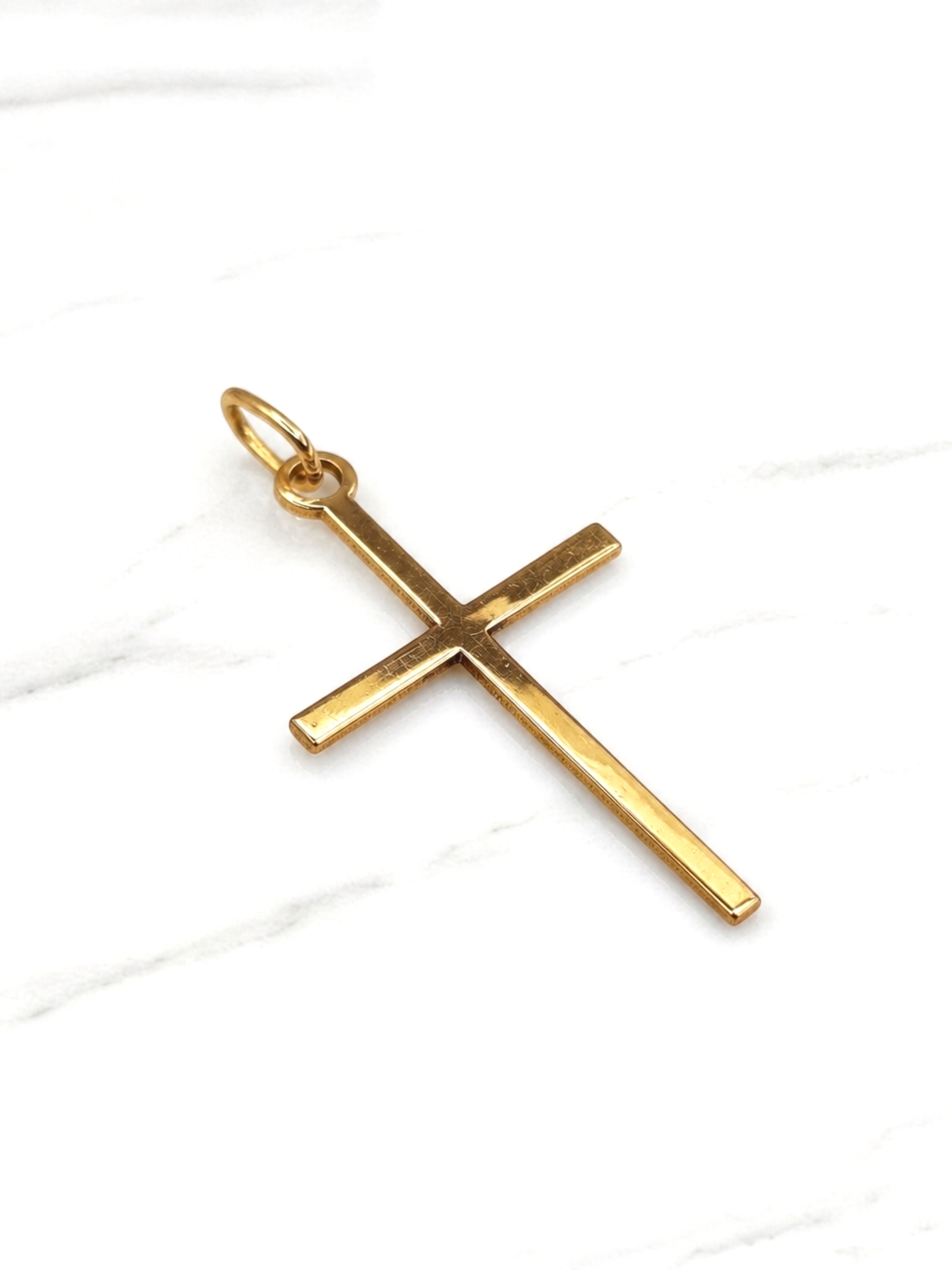 Colgante cruz palo 3.8 cm Oro 18k 4