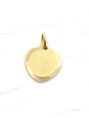 Colgante corazón satinado mediano Oro 18k