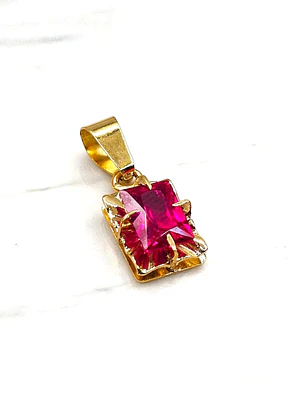Colgante chatón cuadro rubí Oro 18k