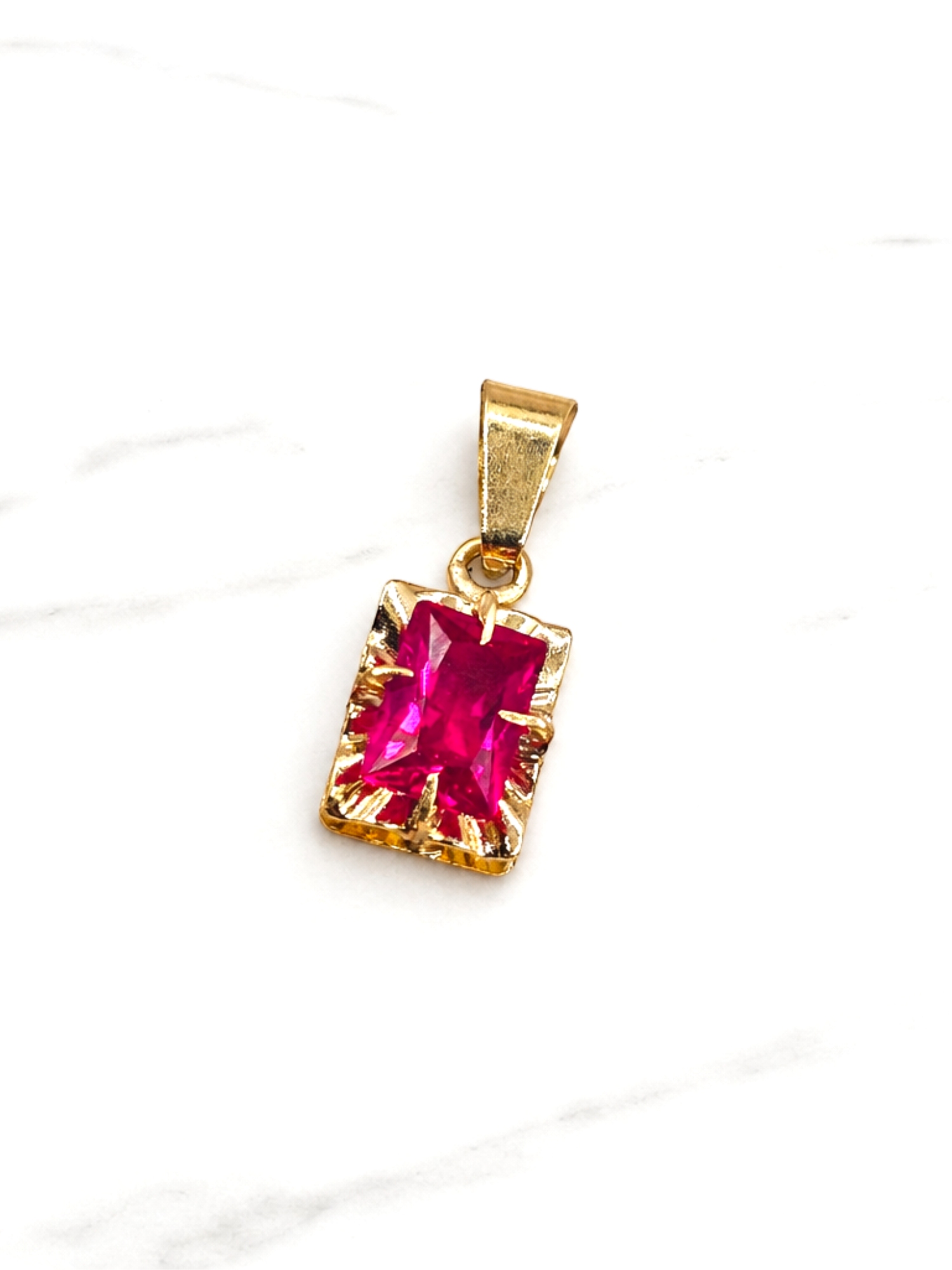 Colgante chatón cuadro rubí Oro 18k 3