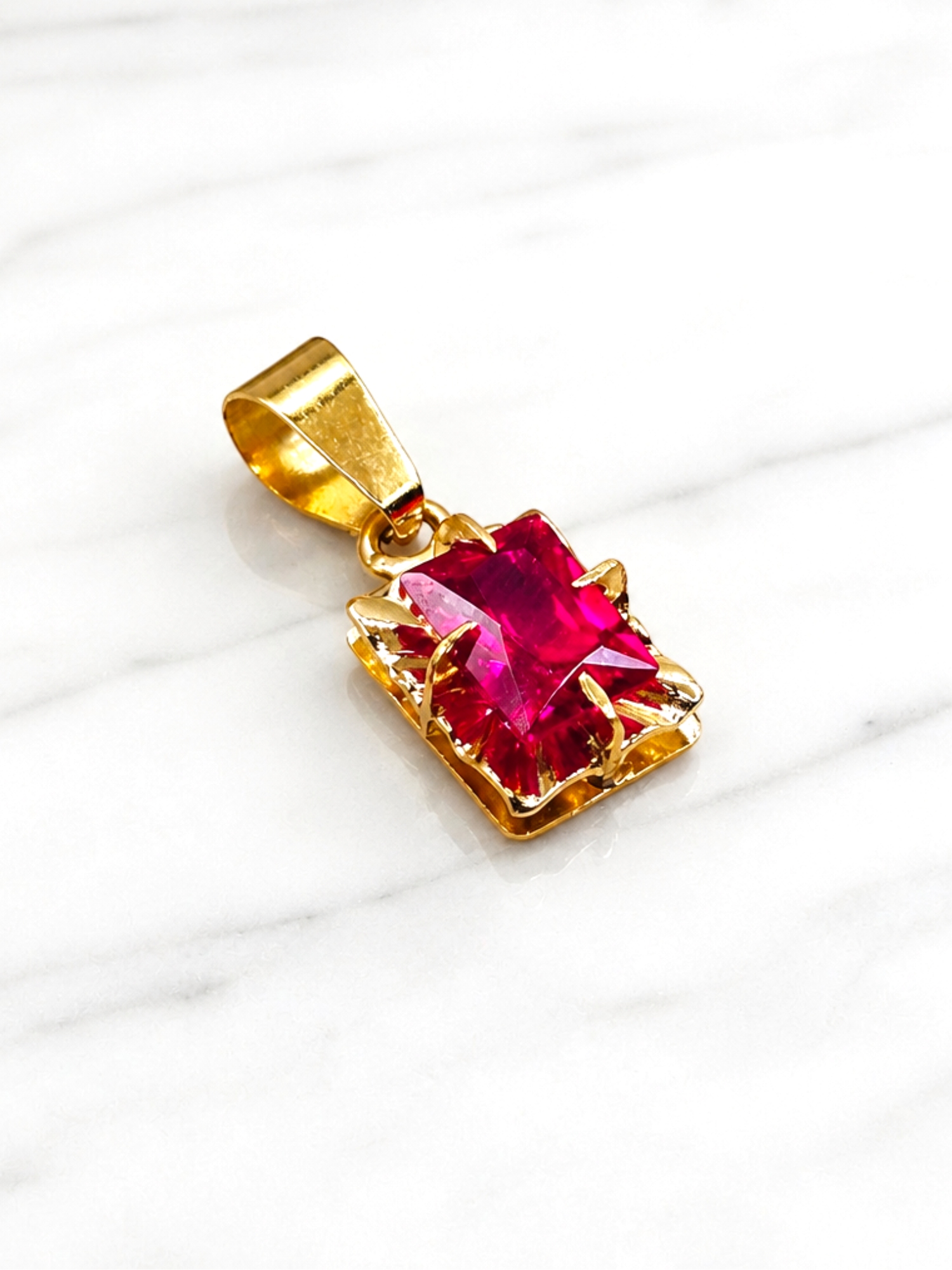 Colgante chatón cuadro rubí Oro 18k 4