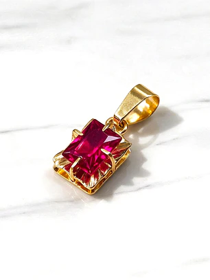 Colgante chatón cuadro rubí Oro 18k