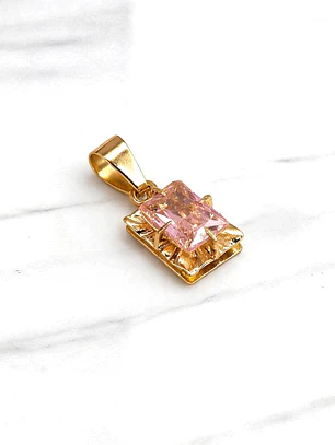 Colgante chatón cuadrado rosa de francia mediano Oro 18k