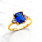 Anillo cuadrado zafiro y circones Oro 18k - Miniatura 2