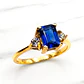 Anillo cuadrado zafiro y circones Oro 18k - Miniatura 3