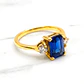 Anillo cuadrado zafiro y circones Oro 18k - Miniatura 4