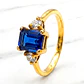 Anillo cuadrado zafiro y circones Oro 18k - Miniatura 5