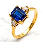 Anillo cuadrado zafiro y circones Oro 18k - Miniatura 1