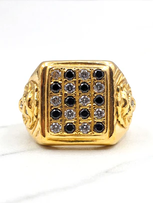 Anillo lyon circones y ónix Oro 18k