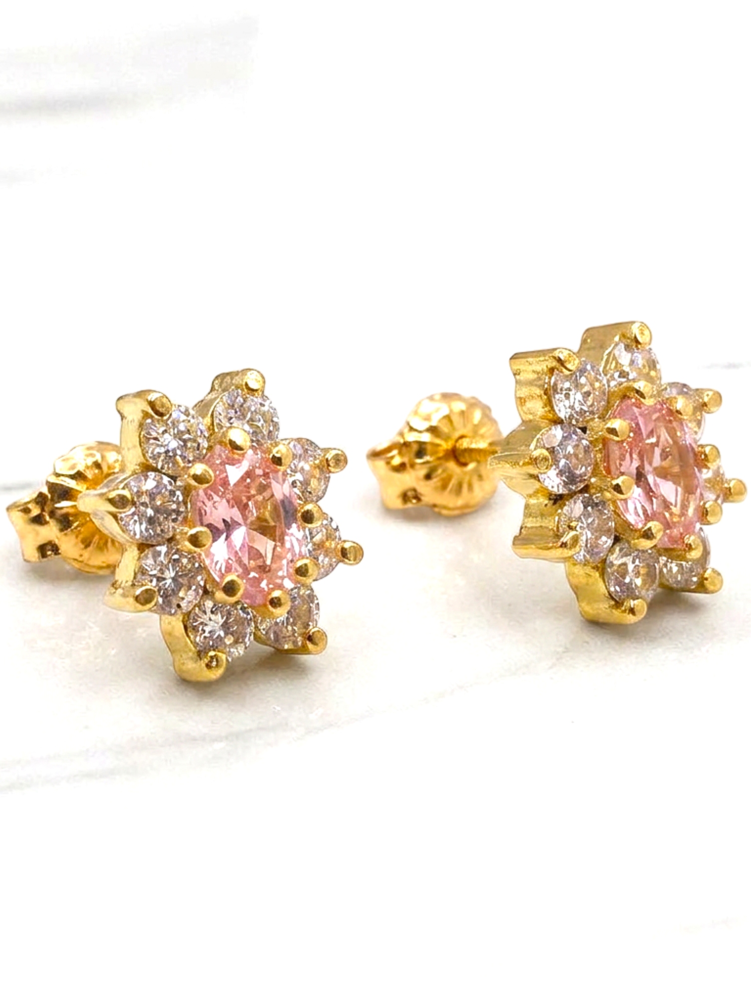 Aros lady Rosa de francia con circones Oro 18k 2
