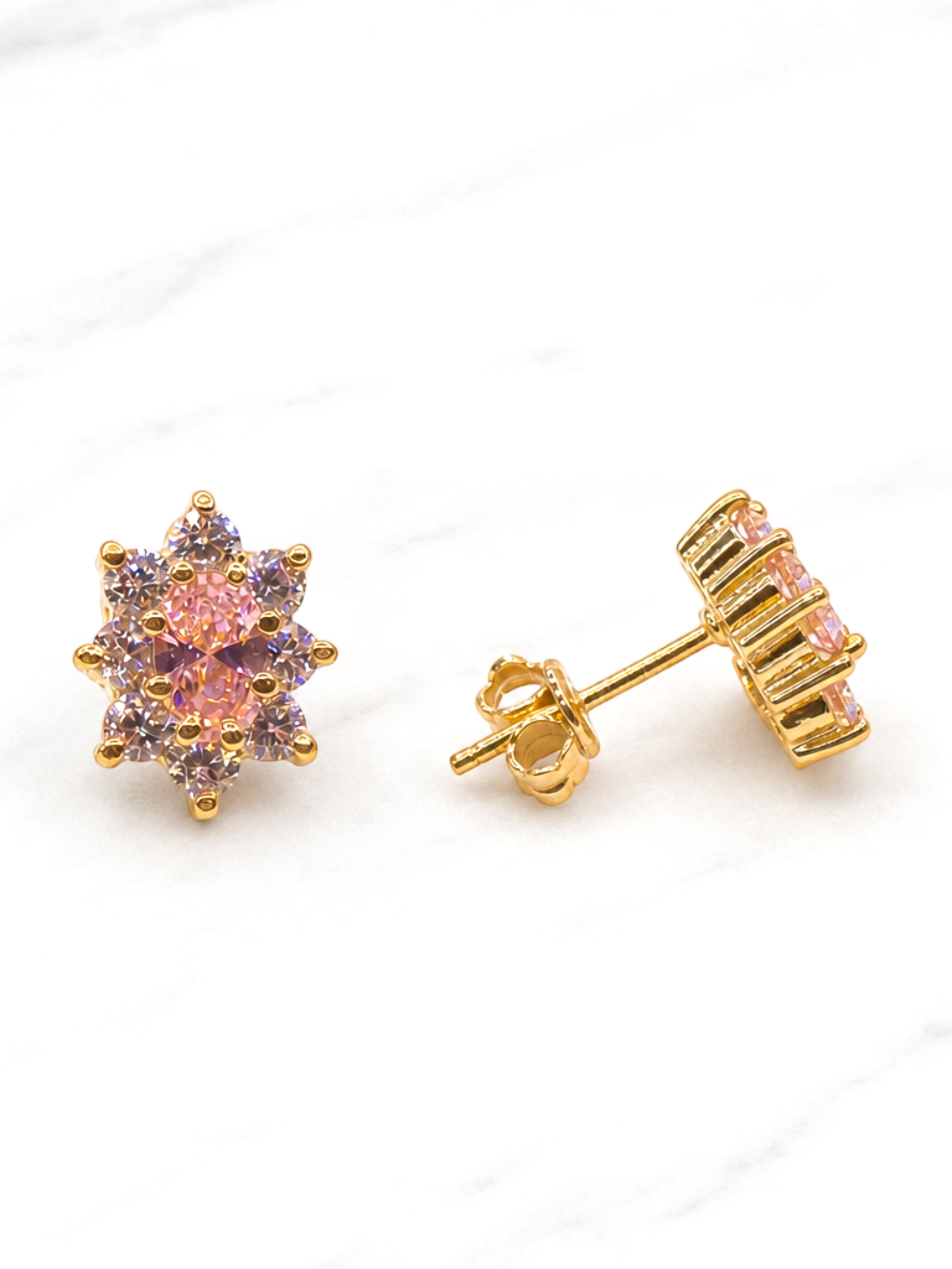 Aros lady Rosa de francia con circones Oro 18k 3