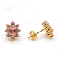 Aros lady Rosa de francia con circones Oro 18k - Miniatura 3