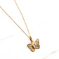 Cadena eslabón limado 50 cm con mariposa circon Oro 18k - Miniatura 2