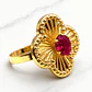 Anillo flor tallada rubí Oro 18k - Miniatura 2