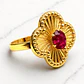 Anillo flor tallada rubí Oro 18k - Miniatura 3