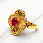Anillo flor tallada rubí Oro 18k - Miniatura 1
