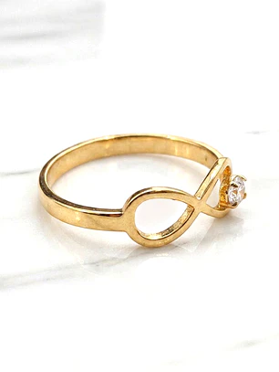 Anillo silueta infinito circón Oro 18k