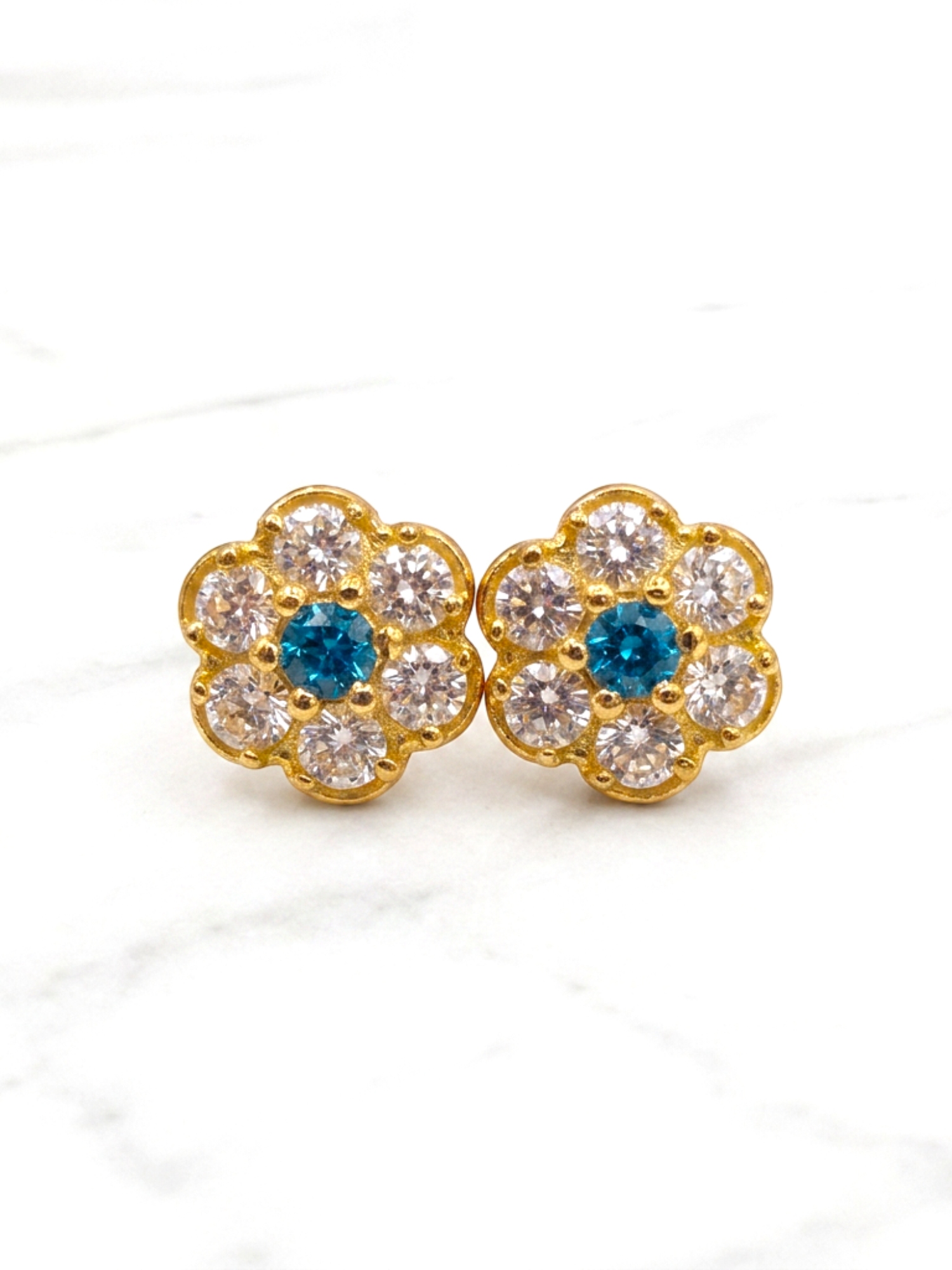 Aros rosa aguamarina y circónes grandes Oro 18k 1