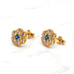 Aros rosa aguamarina y circónes grandes Oro 18k - Miniatura 5