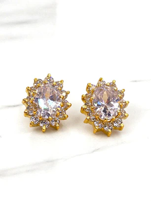 Aros Reina grandes con circones Oro 18k