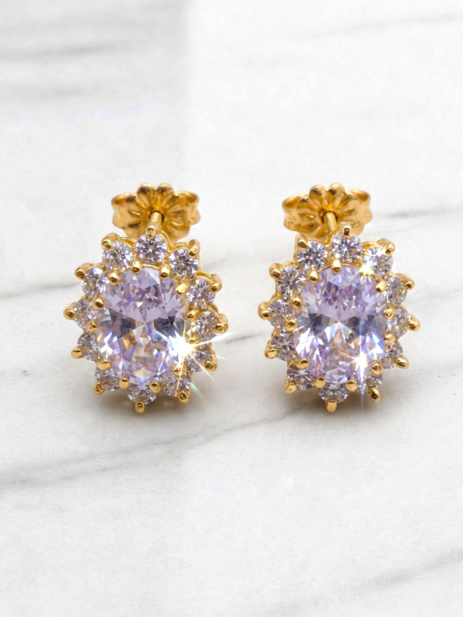 Aros Reina grandes con circones Oro 18k 1