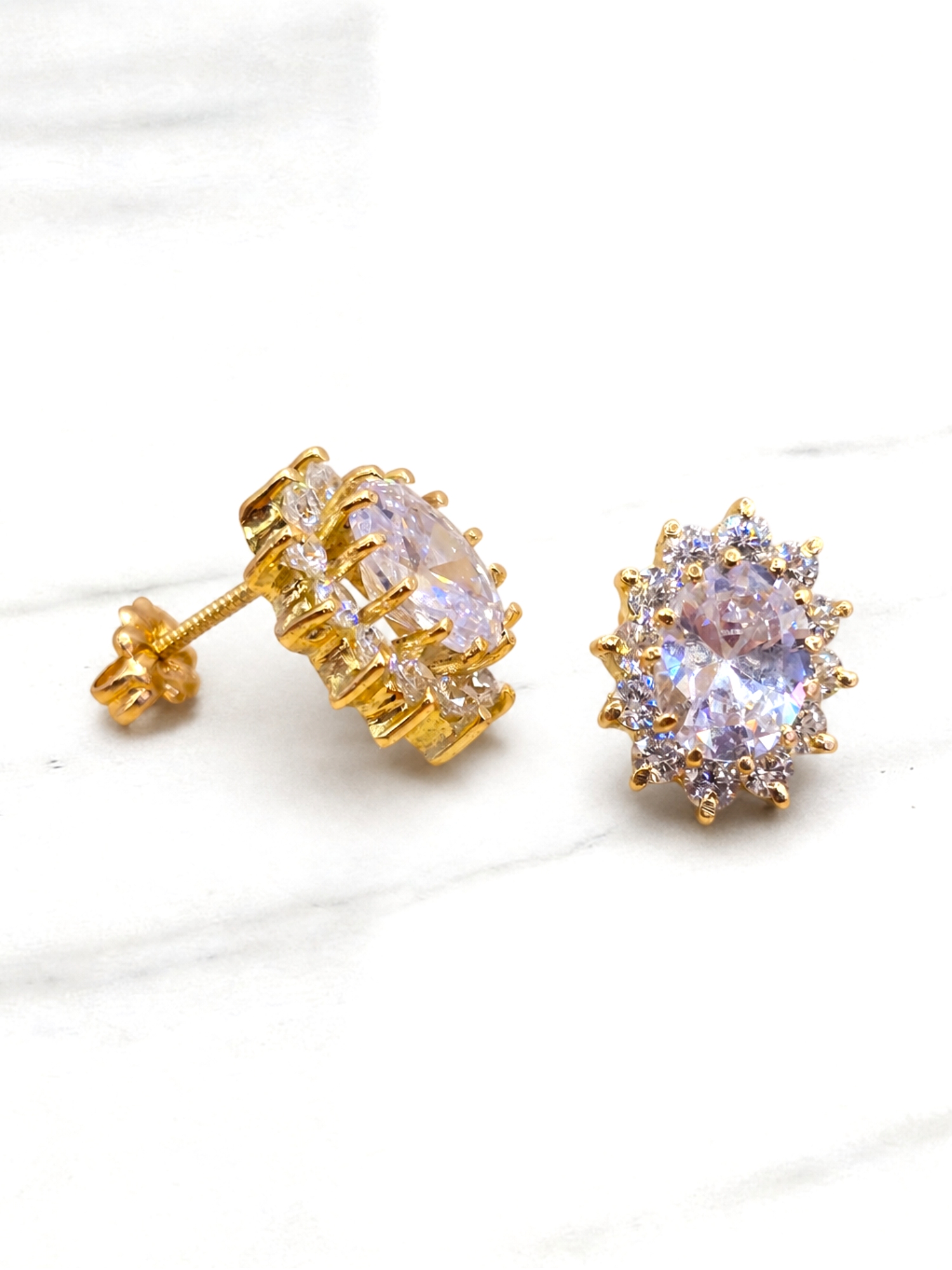 Aros Reina grandes con circones Oro 18k 5
