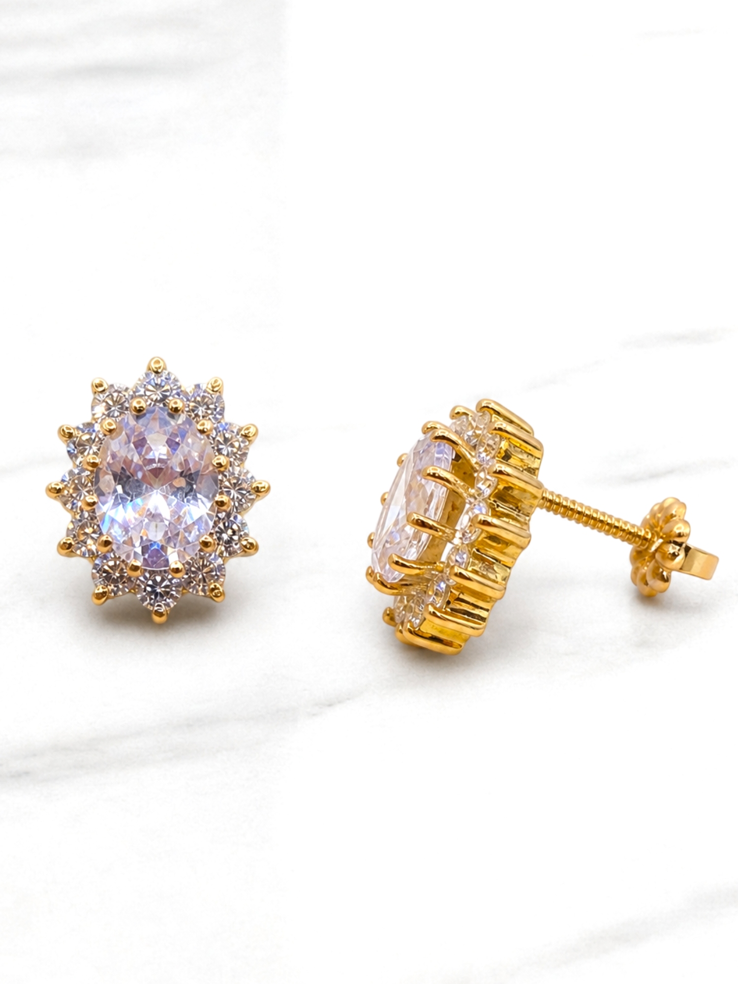 Aros Reina grandes con circones Oro 18k 6