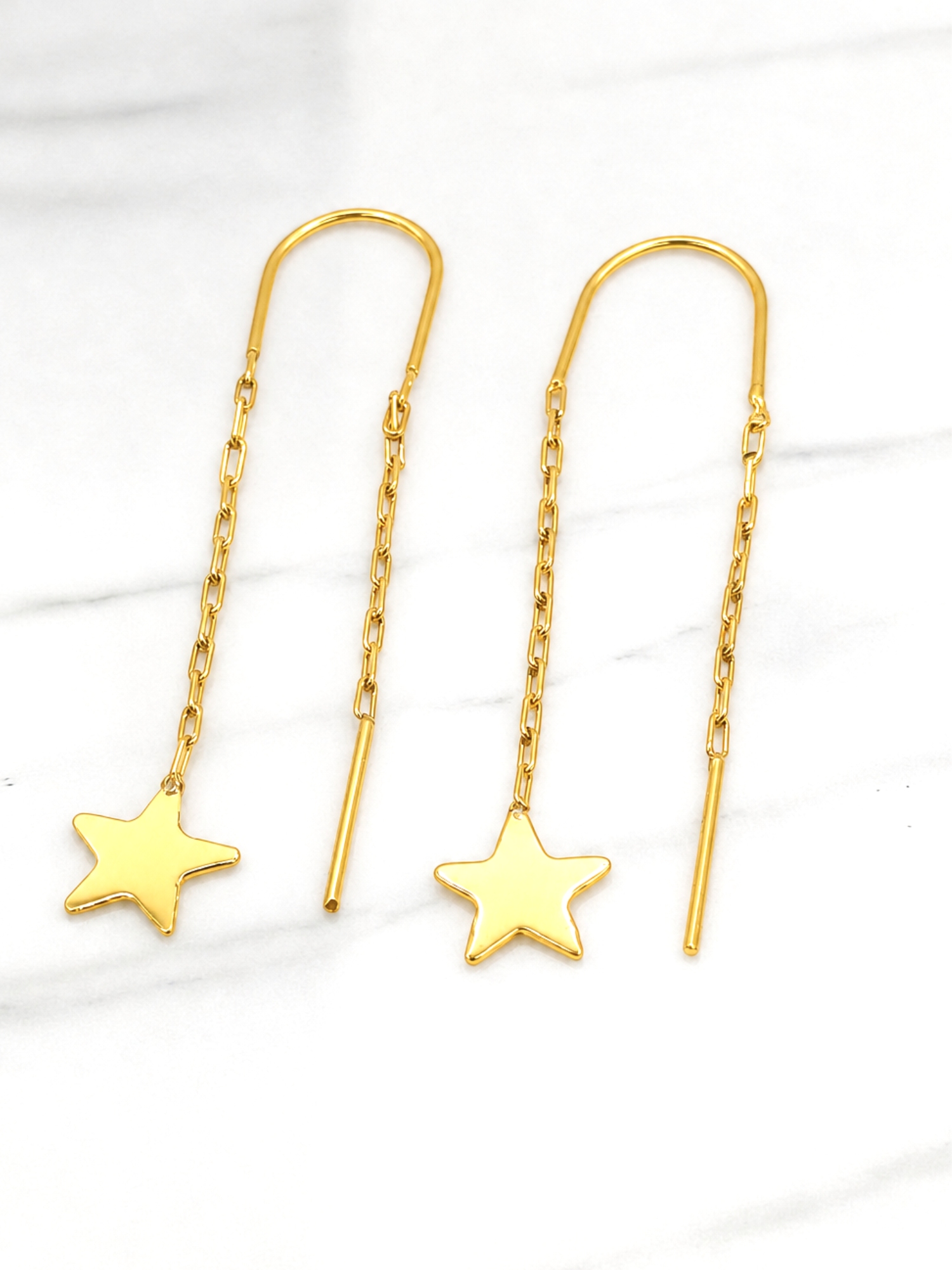 Aros cadena estrella Oro 18k 2