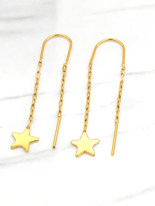 Aros cadena estrella Oro 18k