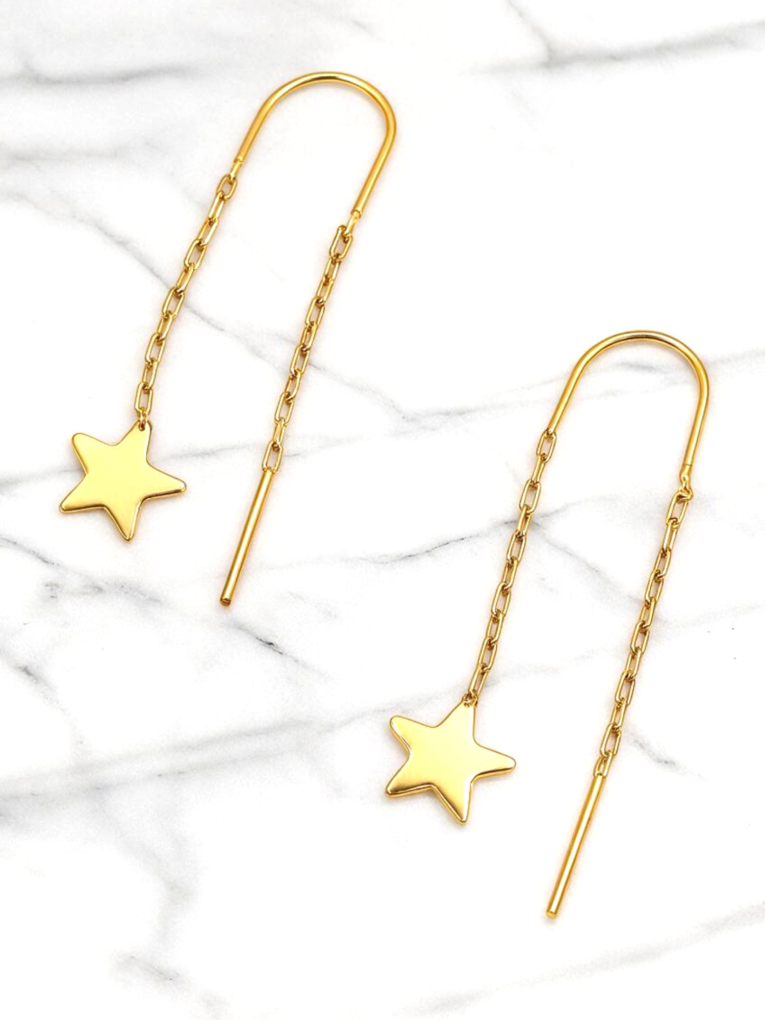 Aros cadena estrella Oro 18k 3
