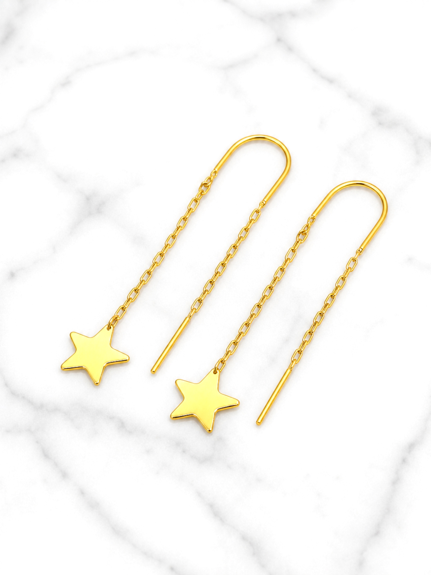 Aros cadena estrella Oro 18k 1