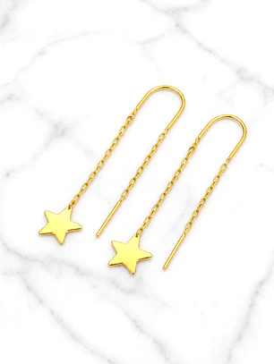 Aros cadena estrella Oro 18k