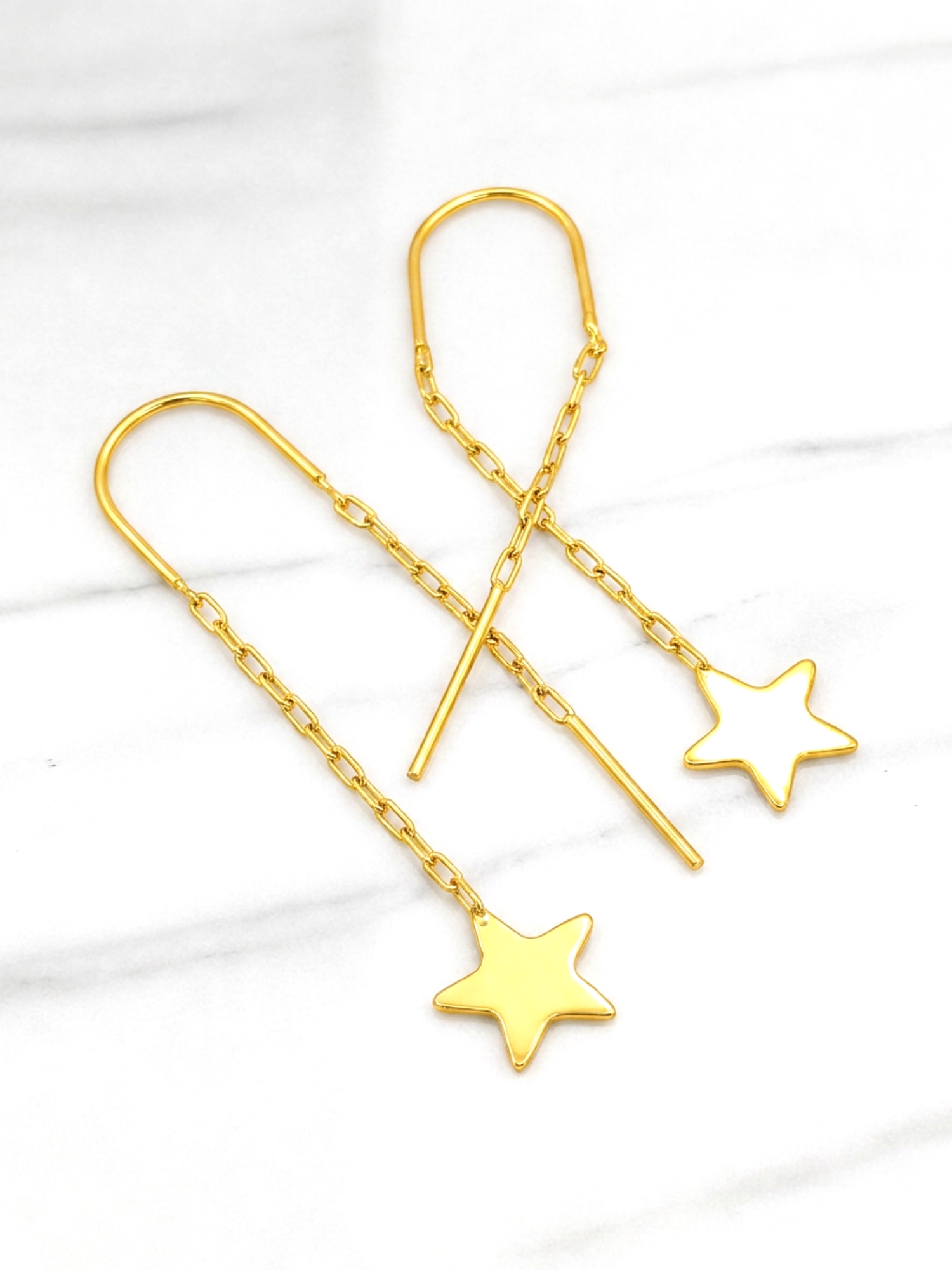 Aros cadena estrella Oro 18k 4
