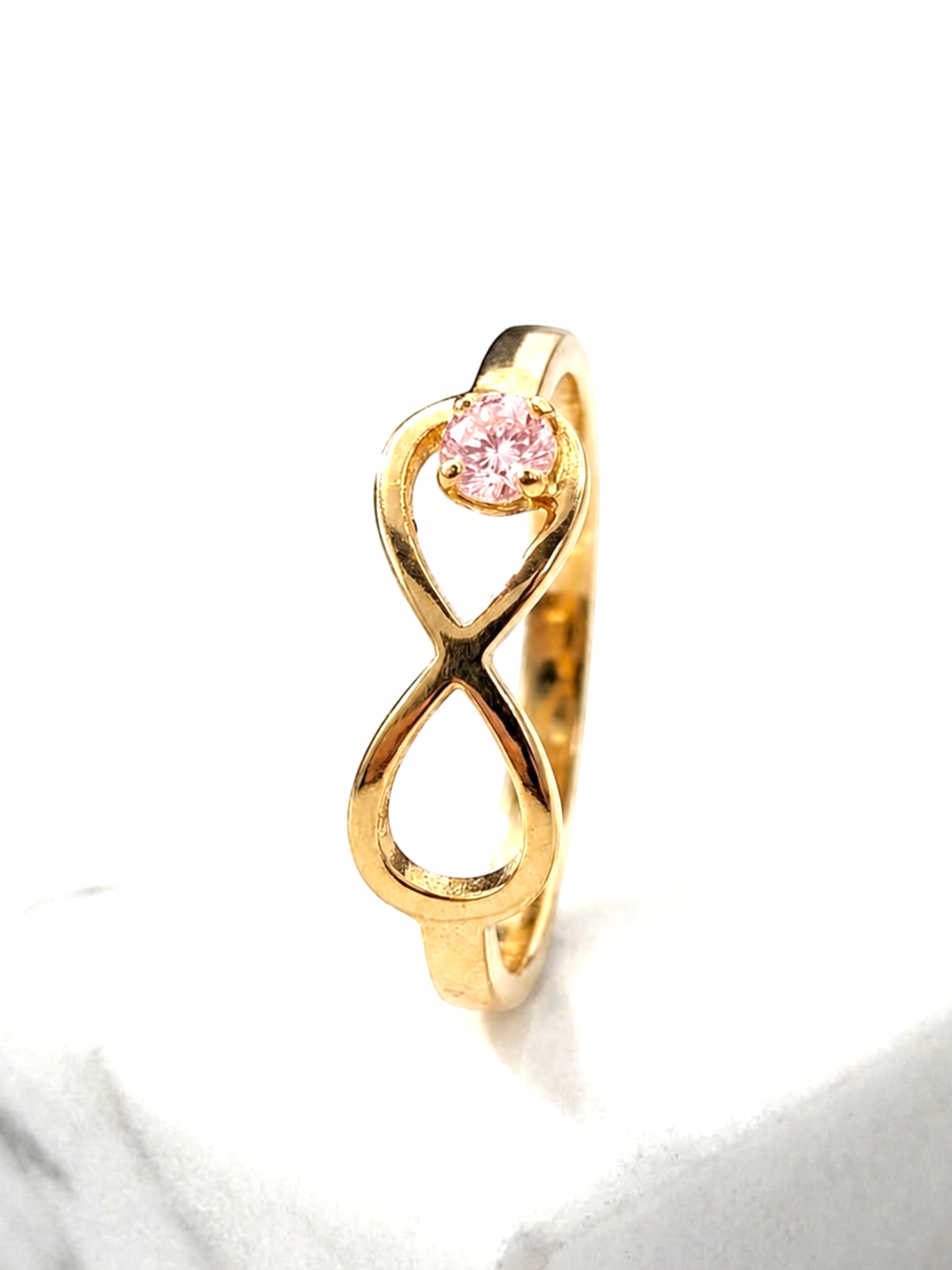 Anillo silueta infinito rosa de Francia Oro 18k 3