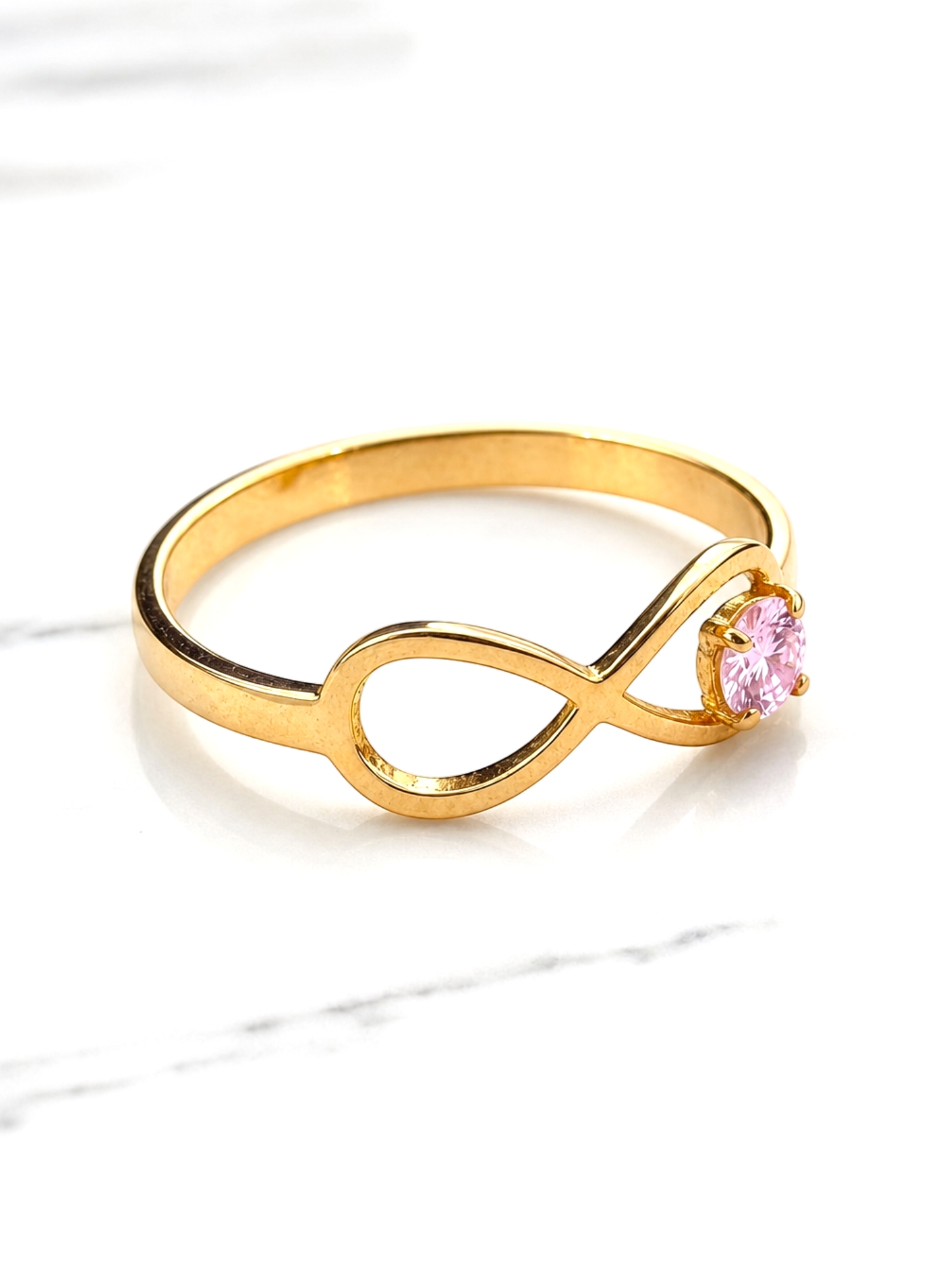 Anillo silueta infinito rosa de Francia Oro 18k 4