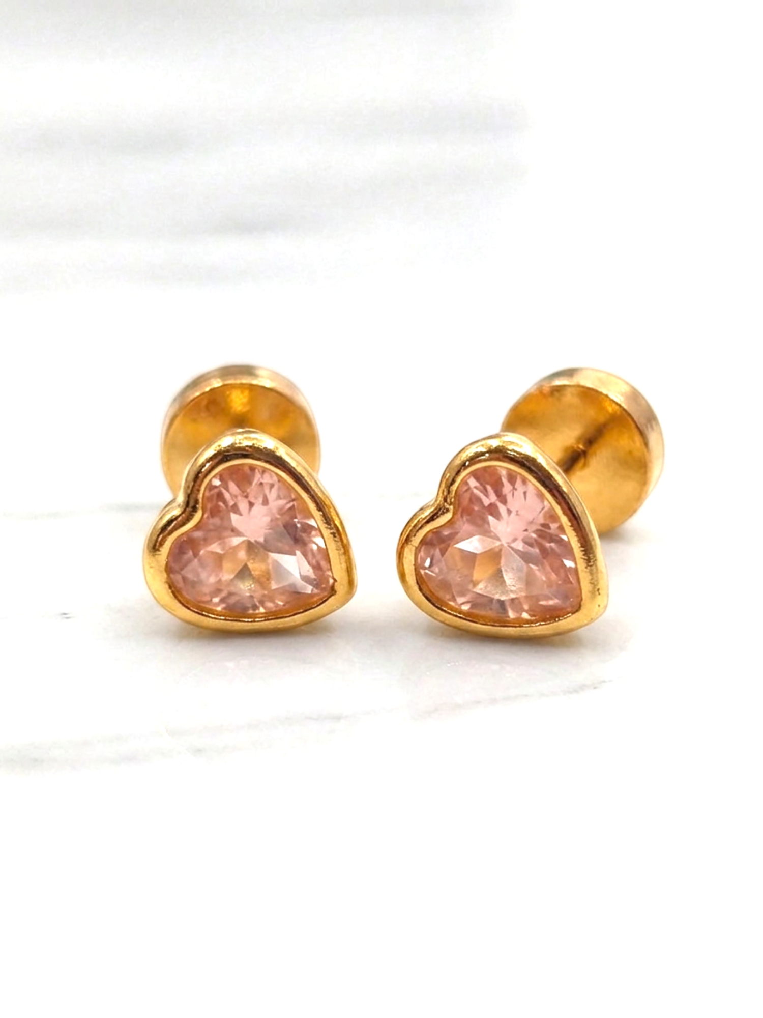 Aros corazón Rosa de Francia 5 mm oro 18k 1