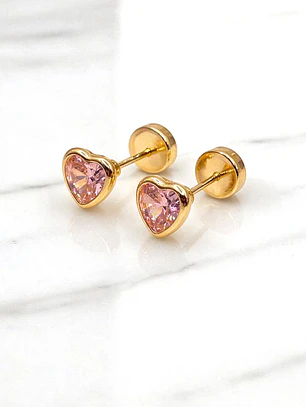 Aros corazón Rosa de Francia 5 mm oro 18k