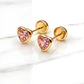 Aros corazón Rosa de Francia 5 mm oro 18k - Miniatura 2