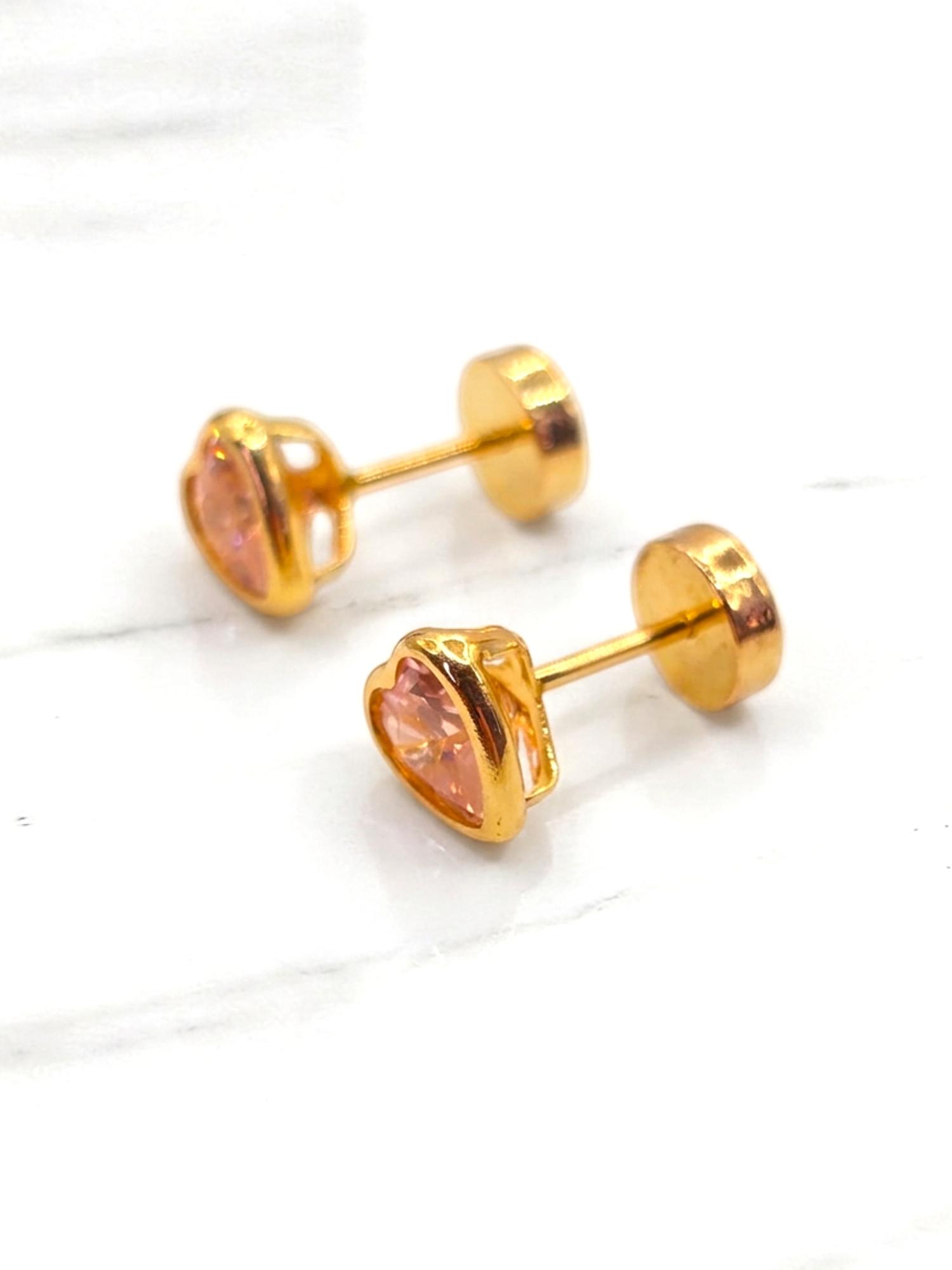 Aros corazón Rosa de Francia 5 mm oro 18k 3