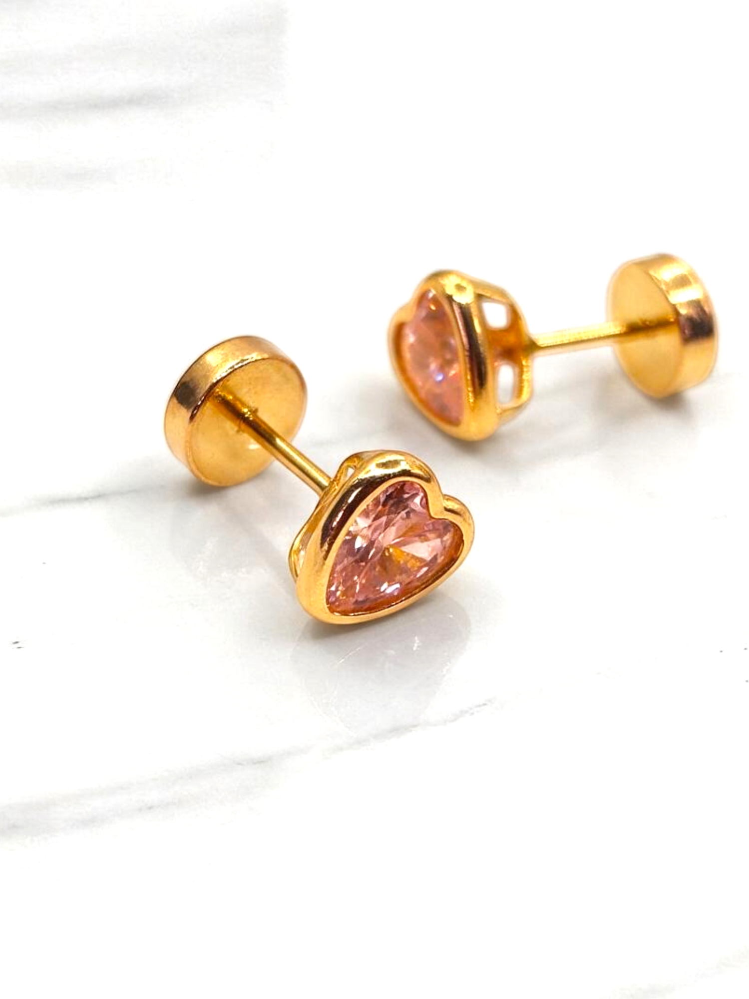 Aros corazón Rosa de Francia 5 mm oro 18k 4