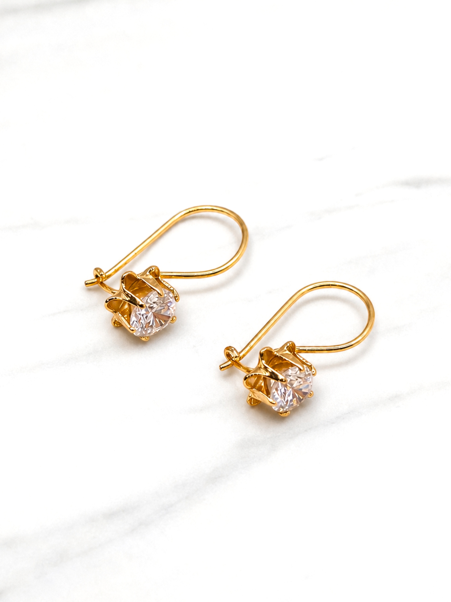 Aros chatón Italiano con gancho circon grandes Oro 18k 2