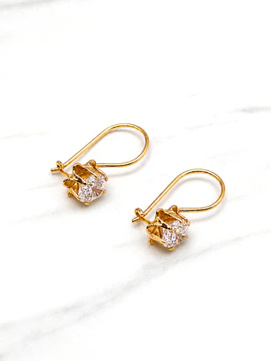 Aros chatón Italiano con gancho circon grandes Oro 18k