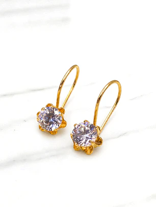 Aros chatón Italiano con gancho circon grandes Oro 18k