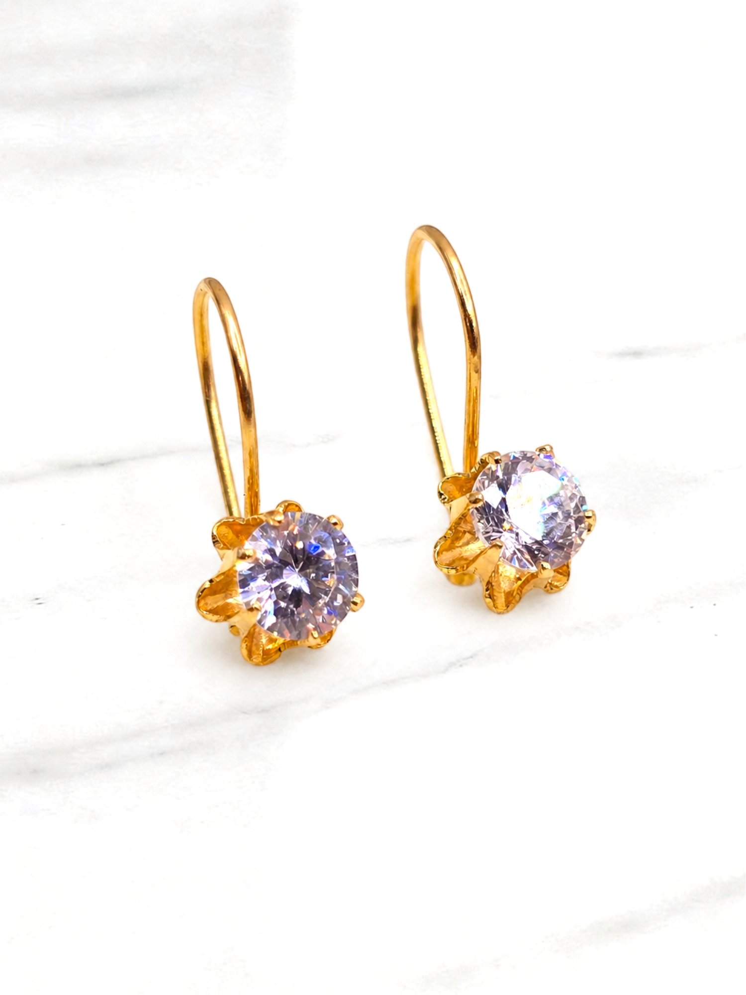 Aros chatón Italiano con gancho circon grandes Oro 18k 3