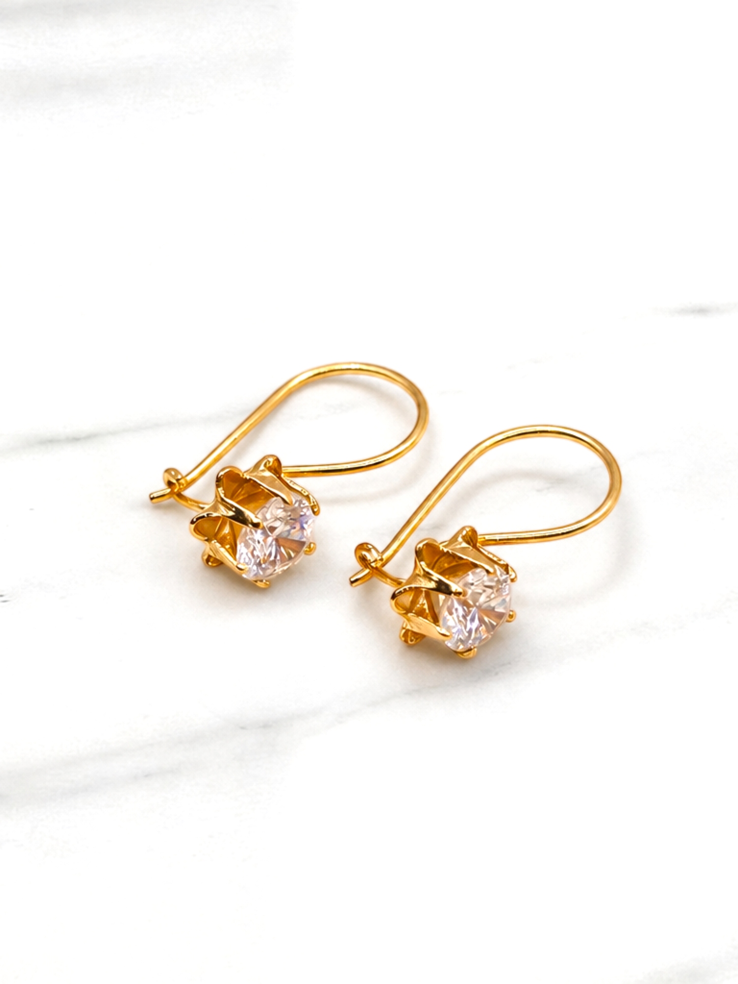 Aros chatón Italiano con gancho circon grandes Oro 18k 4