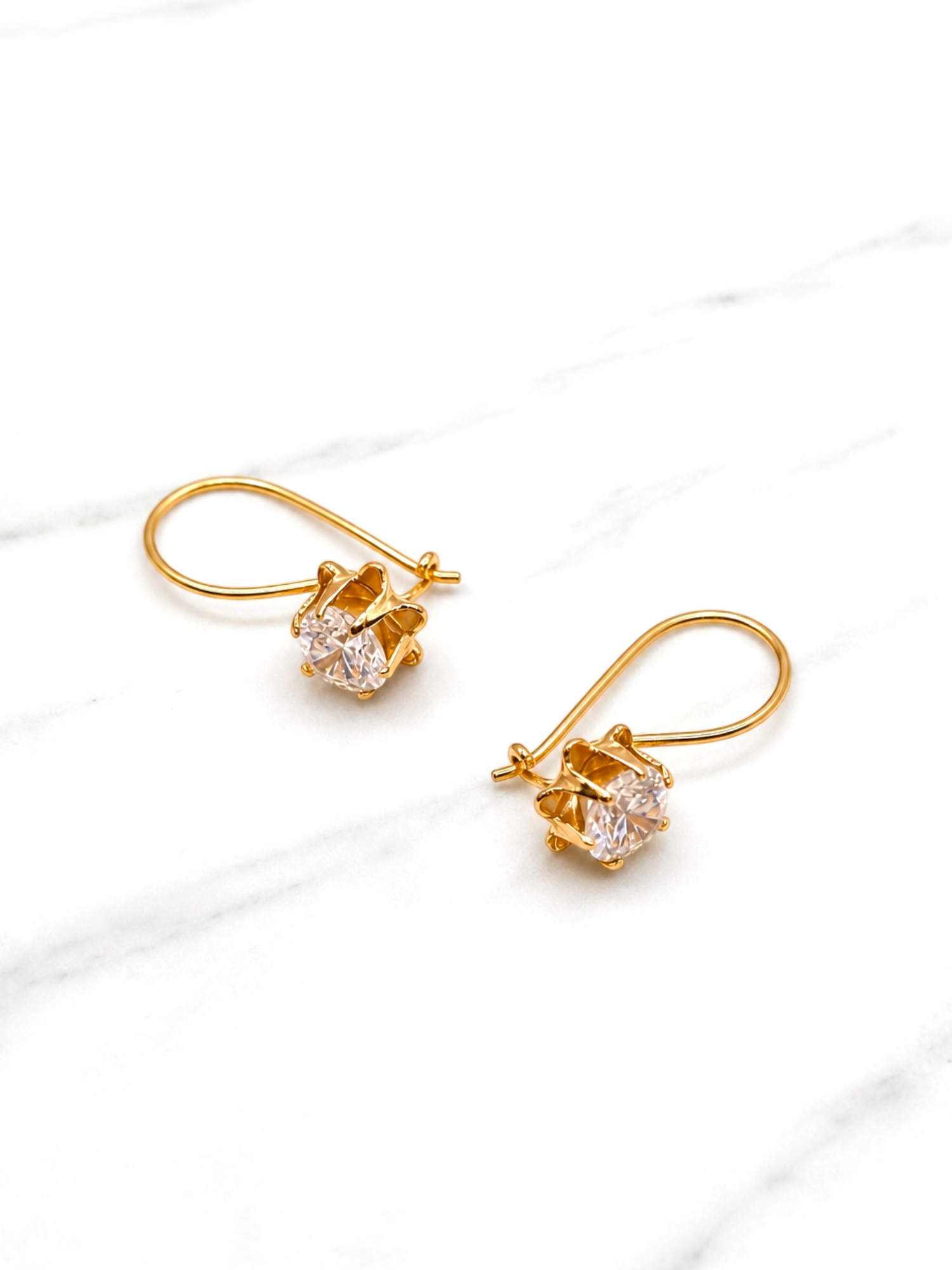 Aros chatón Italiano con gancho circon grandes Oro 18k 5